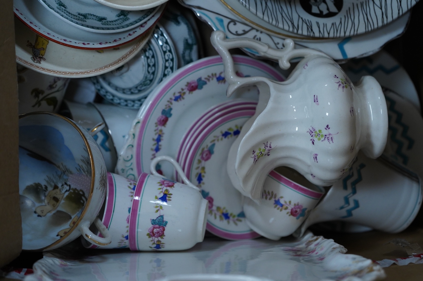 A large collection of various ceramics to include a Ridgways Homemaker plate, Japanese tea set and stoneware jugs